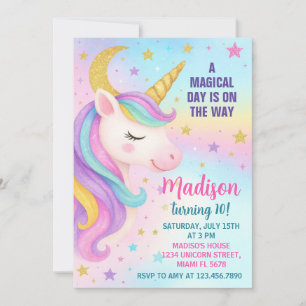 Invitation Unicorn Anniversaire
