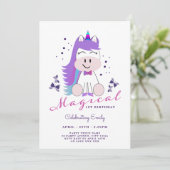 Invitation Unicorn Anniversaire fête Couleurs arc-en-ciel (Debout devant)