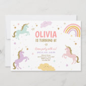 Invitation Unicorn Anniversaire Magique Arc-en-ciel Unicorn P (Devant)