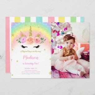Invitation Unicorn Anniversaire Magique Party Photo Invitatio