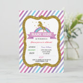 Invitation Unicorn Anniversaire Parties scintillant d'or Rain (Debout devant)