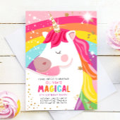Invitation Unicorn Anniversaire Rainbow Party Magique fille r