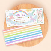 Invitation Unicorn Anniversaire Rainbow Pastel Billet magique