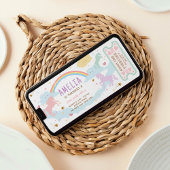 Invitation Unicorn Anniversaire Rainbow Pastel Billet magique