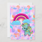 Invitation Unicorn Arc en Ciel Étincelle Pastel Magique Anniv (Dos)