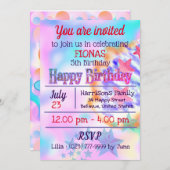 Invitation Unicorn Arc en Ciel Étincelle Pastel Magique Anniv (Devant / Derrière)