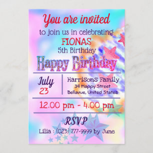 Invitation Unicorn Arc en Ciel Étincelle Pastel Magique Anniv
