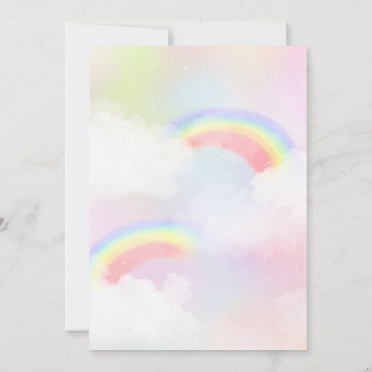 Invitation Unicorn Arc en ciel magique Anniversaire (Dos)