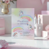 Invitation Unicorn Arc en ciel magique Anniversaire