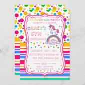 Invitation Unicorn Arc en ciel Magique Anniversaire Personnal (Devant / Derrière)