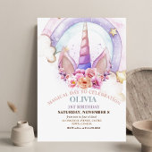 Invitation Unicorn Arc en ciel Magique Monde 1er anniversaire