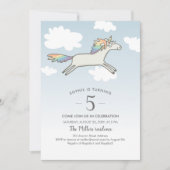 Invitation Unicorn arc-en-ciel main tiré mignon Anniversaire (Devant)
