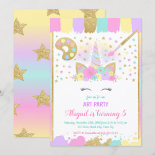 Invitation Unicorn Art Party Anniversaire Invitation, Unicorn