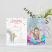 Invitation Unicorn avec photo (Debout devant)