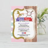 Invitation Unicorn & Baseball Joint Boy Girl Anniversaire Spo (Debout devant)