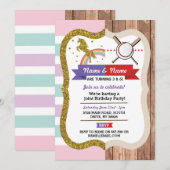 Invitation Unicorn & Baseball Joint Boy Girl Anniversaire Spo (Devant / Derrière)