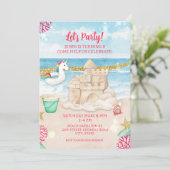 Invitation Unicorn Beach Summer Birthday Party Télécharger (Debout devant)