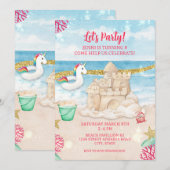 Invitation Unicorn Beach Summer Birthday Party Télécharger (Devant / Derrière)