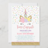 Invitation Unicorn Birthday Guestbook Time Capsule Avec Notes (Devant)
