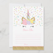 Invitation Unicorn Birthday Guestbook Time Capsule Avec Notes (Dos)