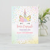 Invitation Unicorn Birthday Guestbook Time Capsule Avec Notes (Debout devant)