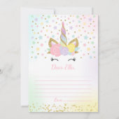 Invitation Unicorn Birthday Guestbook Time Capsule Avec Notes (Dos)