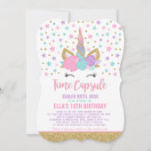 Invitation Unicorn Birthday Guestbook Time Capsule Avec Notes (Devant)