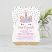 Invitation Unicorn Birthday Guestbook Time Capsule Avec Notes (Debout devant)