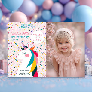 Invitation Unicorn Birthday Magical Party for Girl