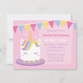 Invitation Unicorn Cake Bunting drapeaux Filles fête d'annive (Devant)