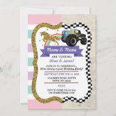 Invitation Unicorn & Camion Joint Boy Girl Birthday Invitatio (Devant)