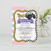 Invitation Unicorn & Camion Joint Boy Girl Birthday Invitatio (Debout devant)