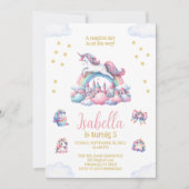 Invitation Unicorn Castle Rainbow Magique Anniversaire (Devant)