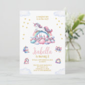 Invitation Unicorn Castle Rainbow Magique Anniversaire (Debout devant)