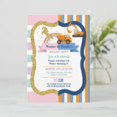 Invitation Unicorn & Construction Joint Boy Girl Anniversaire (Debout devant)