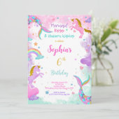 Invitation Unicorn couleur de l'eau (Debout devant)