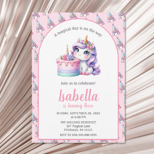 Invitation Unicorn Cute Magique fête d'anniversaire