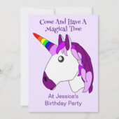 Invitation Unicorn Design Fête d'anniversaire pour enfants (Devant)