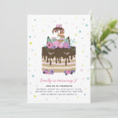 Invitation Unicorn Drip Cake 3ème anniversaire fête Invitatio (Debout devant)