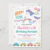 Invitation Unicorn Drive Through Girl Birthday Parade (Parade (Devant)