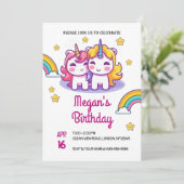 Invitation Unicorn Enfants mignonne fête Anniversaire (Debout devant)