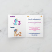 Invitation Unicorn et Dinosaur Kids Joint Birday Party (Intérieur)