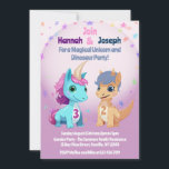 Invitation Unicorn et Dinosaur Kids Party<br><div class="desc">Réunissez tous vos invités pour fêter un double anniversaire avec cette mignonne invitation à la fête de la licorne et des dinosaures. Ajoutez vos noms et âges à cette amusante équipe de licorne et dino illustrée à la main pour personnaliser votre invitation de fête et créer une fête magique et...</div>