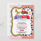Invitation Unicorn et ferme mixte garçon fille anniversaire f (Devant)