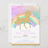 Invitation Unicorn et Rainbow Pastel Unicorn Anniversaire (Devant)