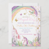 Invitation Unicorn et Rainbows anniversaire thème licorne (Devant)
