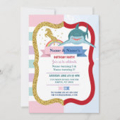 Invitation Unicorn et requin Joint garçon fille Anniversaire (Devant)