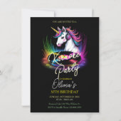 Invitation Unicorn et Vinyl Karaoke fête d'anniversaire (Devant)