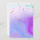 Invitation Unicorn étincelle Bleu pourpre gâteau 4e anniversa (Dos)