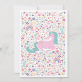Invitation Unicorn fête d'anniversaire Floral Rose Girls (Dos)